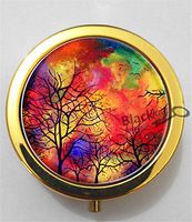 BlackKey Tie Dye Pattern 3-Compartment Decorative Pocket Gift Box Case Organizer for Pill, Color 2 -1988