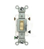 Leviton 54523-2I 20 Amp, 120/277 Volt, Toggle Framed 3-Way AC Quiet Switch, Commercial Grade, Grounding, Ivory