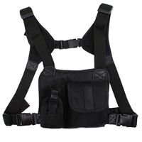 abcGoodefg Universal Radio Chest Harness Pack Bag Tactical Harness Holster EMS Vest Rig for Two Way Radio Walkie Talkie Leather Black (Rescue Essentials)