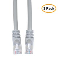 Cat6 Ethernet Crossover Cable, Snagless/Molded Boot, 3 Feet, Grey, Pack of 3 (ED757922)