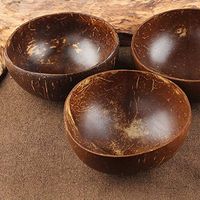 WWSHM Natural Coconut Bowl Decoration Fruit Salad Noodle Rice Bowl Wooden Fruit Bowl Handicraft Decoration Creative Coconut Shell Bowl