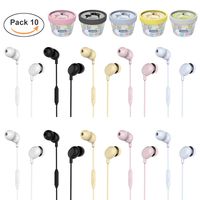YOOKIE Earphones with Microphone Wholesale Bulk Earbuds Noise Isolation In-ear Headphones for School Kids 3.5mm Jack, 10 Pack
