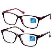 Blue Light Blocking Computer Glasses 2 Pack Anti Eye Eyestrain Unisex(Men/Women) Glasses with Spring Hinges UV Protection(Twilight and Red)