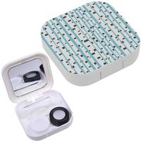 Portable Contact Lens Case Box Travel Kit Mirror + Bottle + Tweezers Container Holder [ Birch Trees ]