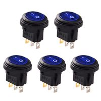 MeiBoAll 5PCS LED Round12V 3-Pin On/Off Rocker Switch Waterproof Auto Boat SPST,Blue