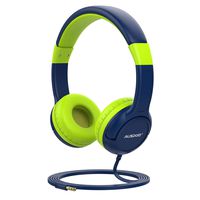 AUSDOM K1 Kids Headphones, On-Ear Wired Headphones for Children Baby with 85dB Volume Limited Hearing, Music Sharing Function, Safe Food Grade Material - Blue