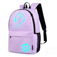 Transer Girls Boys Light Preppy Teenagers Noctilucent Cartoon Oxford School Bags Backpacks (M, Purple)