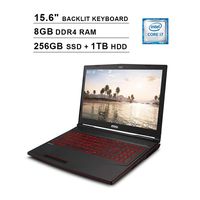 MSI GL63 15.6-Inch FHD 1080P Gaming Laptop, 8th Gen Intel 6-Core i7-8750H up to 4.1GHz, NVIDIA GTX 1650 4GB, 8GB DDR4 RAM, 256GB SSD (Boot) + 1TB HDD, USB-C, HDMI, WiFi, Backlit KB, Windows 10
