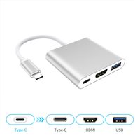 USB C Hub, 3-in-1 USB C Adapter with 4K USB C to HDMI, 1 USB 3.0 Ports, for MacBook Pro 2016/2017/2018, ChromeBook, XPS, and More