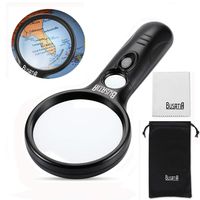 Magnifying Glass with Light, BUSATIA LED Illuminated Magnifier with 3X 45X High Magnification, Lightweight Handheld Magnifying Glass for Reading, Inspection, Jewellery, Hobbies & Crafts