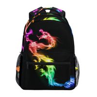 School Backpack Fire Rainbow Dragon Bookbag for Boys Girls Elementary School Casual Travel Bag Computer Laptop Daypack