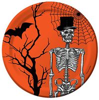 Creative Converting 416861 8 Count Paper Dessert Plates, Spooky Scenes, Orange/Black