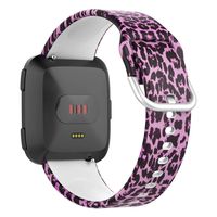 UMTELE Sport Bands Compatible with Fitbit Versa, Soft Silicone Wristbands Fadeless Pattern Printed Replacement Floral Band Compatible for Men and Women-Large,Pink Leopard