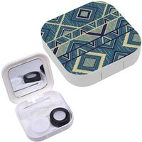 Portable Contact Lens Case Box Travel Kit Mirror + Bottle + Tweezers Container Holder [ Modern Chevron Zig Zag ]