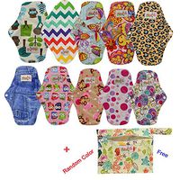 OHBABYKA Bamboo Reusable Sanitary Napkins Pads for Women (01-Small-10pcs)