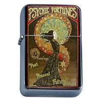 Vintage Gypsy Women Flip Top Oil Lighter S8 Smoking Cigarette Smoker Includes Silver Case