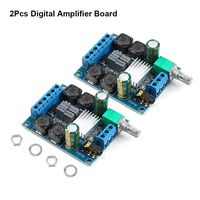 MakerHawk 2Pcs Digital Amplifier Board, TPA3116D2 Two-Channel Stereo High Power Digital Subwoofer Power Amplifier Board 2x50W 5V 12V 24V for Store Solicitation Home Theater Square Speakers DIY