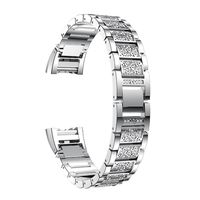 for Fitbit Charge 2 Bands Silver, Aottom Fitbit Charge 2 Band Glitter for Women Men Stainless Steel Replacement Band Metal Bracelet Wristband for Fitbit Charge 2 Fitness Accessories, Silver