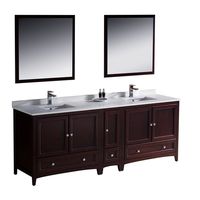 Fresca Bath FVN20-361236MH Oxford 84" Double Sink Vanity with Side Cabinet, Mahogany