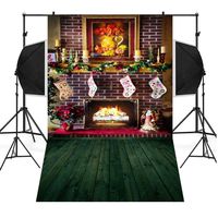 Wensltd Christmas Backdrops Tree Vinyl 3x5FT Fireplace Background Photography Studio (C)