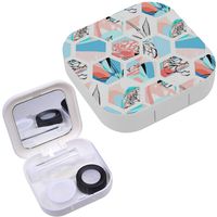 Portable Contact Lens Case Box Travel Kit Mirror + Bottle + Tweezers Container Holder [ Artistic Universal ]