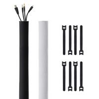 Kootek 118-Inch Cable Management Sleeves with Cable Ties, Neoprene Cable Organizer Cord Cover Wire Hider for TV Computer Office Theater (Black, Small)