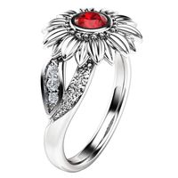 YOMXL Sunflower Ring for Women Girls, Flower Silver Plated Crystal Silver Ring Fashion Two Tone Zircon Ring Jewelry Accessories