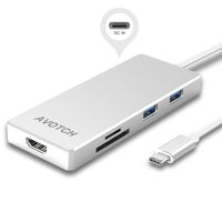 Avotch Digital AV Multi-port Adapter HDMI 4K Output,3.1 Type C Hub with Power Delivery for Charging,Card Reader,3 USB 3.0 Ports for Apple New MacBook 2015 ,2016