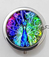 BlackKey Peacock Feather 3-Compartment Decorative Pocket Gift Box Case Organizer for Pill, Color 1 -1272