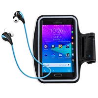 TunePhonik Bluetooth Stereo Headphones in-Ear Wireless Headset [Black/Blue] and Armband Combo Pack