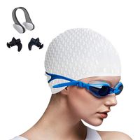 Tripsky Silicone Swim Cap with Earplugs Nose Clips,Comfortable Bathing Cap Ideal for Curly Short Medium Long Hair, Swimming Cap for Women and Men,Create Good Streamline
