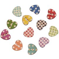 Potelin 100 Pieces Heart Shaped Painted 2 Hole Wooden Buttons For Sewing Scrapbooking and DIY Craft.16mm*14mm Superiorâ€'Quality and Creative