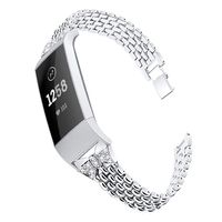 Crystal Metal Bands Compatible with Fitbit Charge 3 Smart Watch,Stainless Steel Strap Wristbands Jewelry Bracelets Replacement Accessory for Women Girls