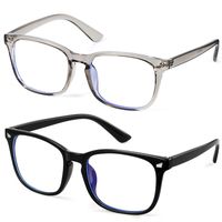 GEKKALE Blue Light Blocking Computer Glasses Square Nerd Eyeglasses Frame Anti Eye Strain Headache Computer Reading Glasses UV400 Transparent Lens, 2 Pack