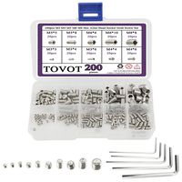 200pcs M3 M4 M5 M6 M8 Hex Allen Head Socket Grub Screw Set 8/18 Stainless Steel Cup Point Set Screws Assortment Fasteners Kits