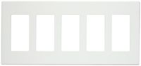 Leviton 80321-SW 5-Gang Decora Plus Screwless Snap-On Wallplate, White