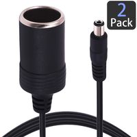 Yeebline Cigarette Lighter Power Supply Cable, 2-Pack Car Cigarette Lighter Female Socket to DC 5.5mm x 2.1mm Plug Jack Adapter (Female Cigarette Lighter to DC)
