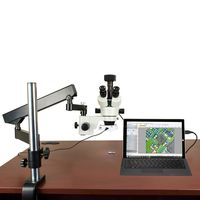 OMAX 3.5X-90X 10MP USB3.0 Digital Zoom Trinocular Stereo Microscope on Articulating Arm with 64 LED Light