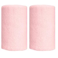 BBOLIVE 4' Inch Wrist Sweatband in 26 Different Neon Colors - Athletic Cotton Terry Cloth - Great for All Outdoor Activity(1 Pair) (Pale Pink)