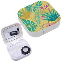 Portable Contact Lens Case Box Travel Kit Mirror + Bottle + Tweezers Container Holder [ Beautiful Artistic Summer ]