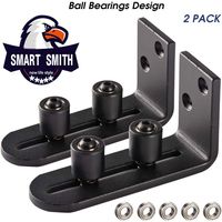 Ball Bearings Design!!!New Upgraded 2 Pcs Barn Door Floor Guide for Doors!!! | Stay Roller Sliding Adjustable by SmartSmith | Unique Guide Flush with Floor | Durable Steel Frame (Black)