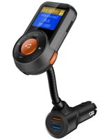 MTSmart Hands-Free FM Transmitter for car,Auto Scan Wireless Radio Adapter Receiver Car Kit,QC3.0+2.4A Dual USB Music Car Charger,TF Card/AUX (Orange)