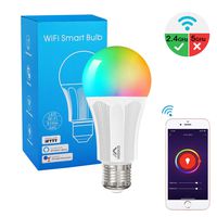 MoKo Smart WiFi LED Light Bulb, E26 9W Dimmable Light, RGB Warm White Light, Work with Alexa Echo,Google Home & IFTTT for Voice Control, Remote Control, Timer Function, No Hub Required, White
