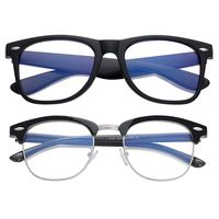 Blue Light Blocking Glasses Large Face Square/Semi-Rimless Computer Game Glasses