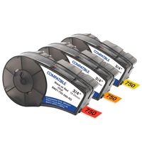 Samshion Compatible Brady M21-750-595-YL/OR/RD (3 Pack) BMP21-PLUS Labels,High Adhesion Vinyl Label Tape (Black on Yellow, Black on Orange, Black on Red) for BMP21-PLUS,IDPAL,BMP21-LAB -0.75" Width