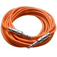 Seismic Audio - SATRX-25Orange - 25 Foot Orange 1/4" TRS Patch Cable - Balanced Cord - Effects