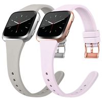 Tobfit Silicone Slim Bands Compatible for Fitbit Versa/Lite/SE, Narrow & Thin Sport Wristbands with Metal Buckle for Women/Men, Lilac/Gray, Small