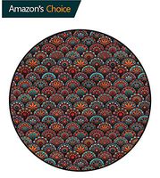 Moroccan Warm Soft Cotton Luxury Plush Baby Rugs,Scale Mandala Design Lifts Basket Swivel Chair Pad Coffee Table Rug Diameter-31