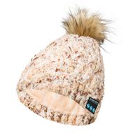 Wireless Hands-Free Bluetooth Beanie Hat with Mic for Women, QANGEL Bluetooth Hands Free Knit Cap Music Hat for Running Skiing Skating Hiking, (Beige)