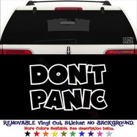 Don't Panic Hitchhikers Guide Permanent Vinyl Decal Sticker for Laptop Tablet Helmet Windows Wall Decor Car Truck Motorcycle - Size (10 Inch / 25 cm Wide) - Color (Gloss White)